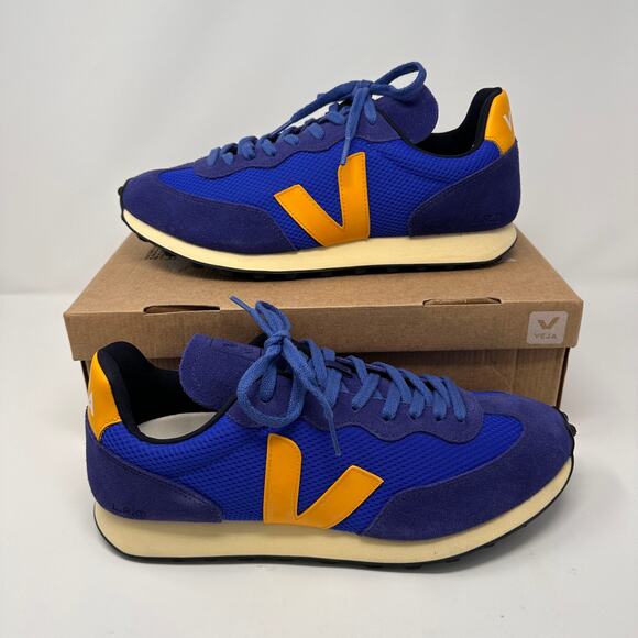 Veja Rio Branco Alveomesh Sneakers Blue/Gold Men's US 11 - Picture 3 of 9